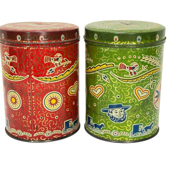 Vintage Pennsylvania Dutch Candies Yum Yum Peanut Crunch Tin Coin Banks Amish - Picture 6 of 14